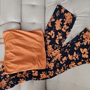 Ashley Stewart Orange T-shirt Size 14/16- No-brand Wide Pants Size XL.